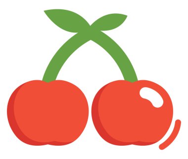 Beyaz zemin üzerinde kırmızı kiraz, illüstrasyon, vektör.