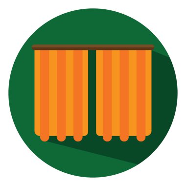 Beyaz arkaplanda turuncu perde, illüstrasyon, vektör.