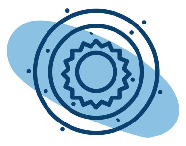 Uzaydan gelen güneş, illüstrasyon, vektör, beyaz arkaplanda.