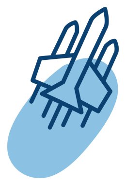 Beyaz arkaplanda uzay roketi, illüstrasyon, vektör.