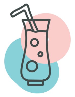 Beyaz arka planda bir bardak soda, illüstrasyon, vektör..