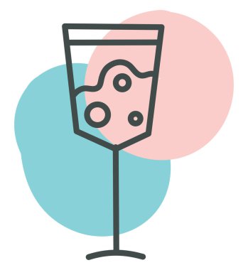 Beyaz arka planda şampanya kadehi, illüstrasyon, vektör..