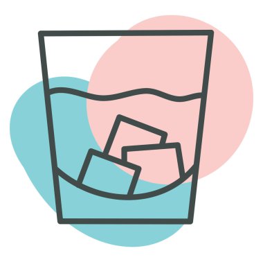 Buzlu viski, illüstrasyon, vektör, beyaz arka planda..