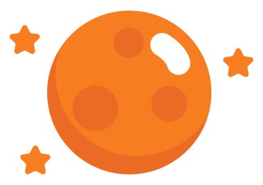 Beyaz arkaplanda turuncu dolunay, illüstrasyon, vektör..