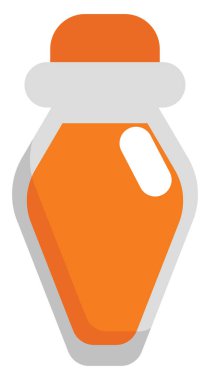 Beyaz arkaplanda turuncu sihirli iksir, illüstrasyon, vektör..