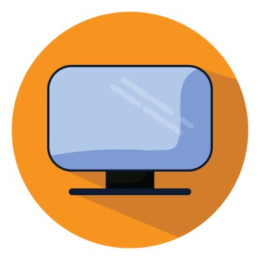 Beyaz arkaplanda bilgisayar monitörü, illüstrasyon, vektör.