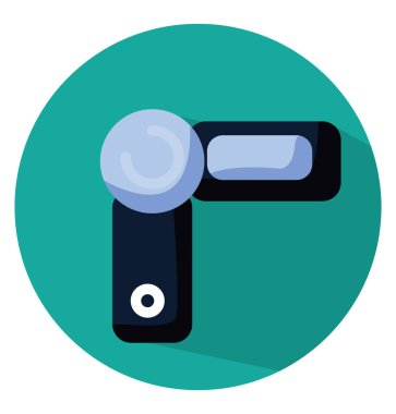 Beyaz zemin üzerinde eski bir video kamera, illüstrasyon, vektör.