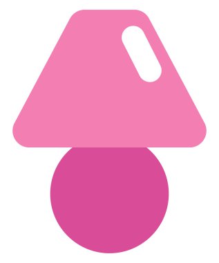 Beyaz arkaplanda pembe masa lambası, illüstrasyon, vektör..