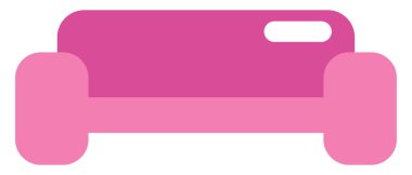 Beyaz arka planda pembe kanepe, illüstrasyon, vektör..