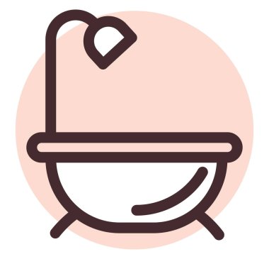 Beyaz arka planda otel duşu, illüstrasyon, vektör..