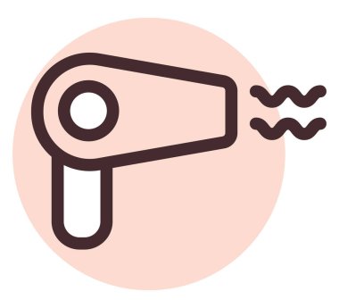 Otel saç kurutma makinesi, illüstrasyon, vektör, beyaz arka planda..