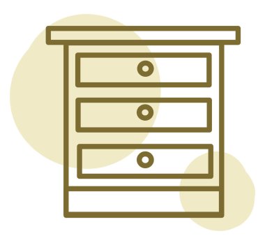 Beyaz arka planda mutfak çekmeceleri, illüstrasyon, vektör.