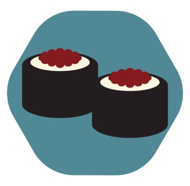 Japon suşisi, illüstrasyon, vektör, beyaz arka planda..