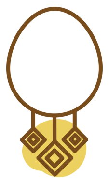 Altın kolye, illüstrasyon, vektör, beyaz arkaplan.