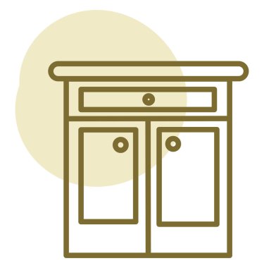 Beyaz arka planda mutfak tezgahı, illüstrasyon, vektör..