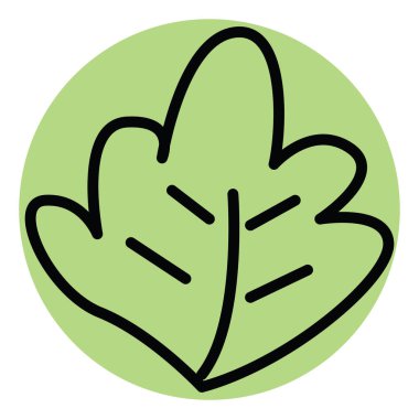 Beyaz arkaplanda basit yeşil yaprak, illüstrasyon, vektör.