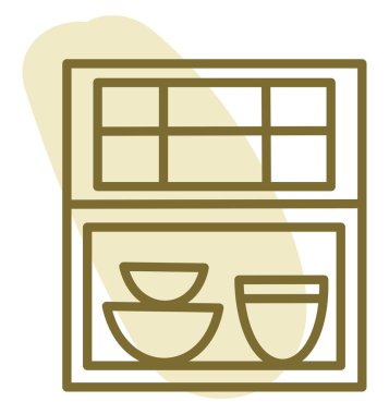 Beyaz arka planda mutfak penceresi, illüstrasyon, vektör.