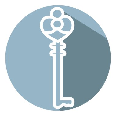 Beyaz arkaplanda eski anahtar, illüstrasyon, vektör.