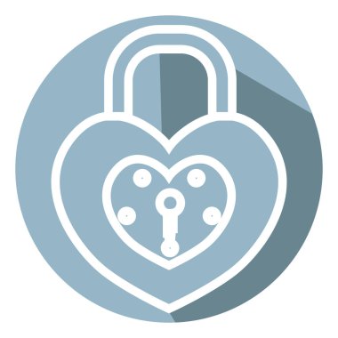 Kalp kilidi, illüstrasyon, vektör, beyaz arkaplan.