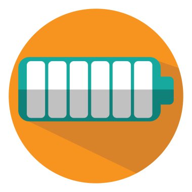 Batarya tamamen dolu, beyaz arkaplan üzerinde illüstrasyon, vektör.