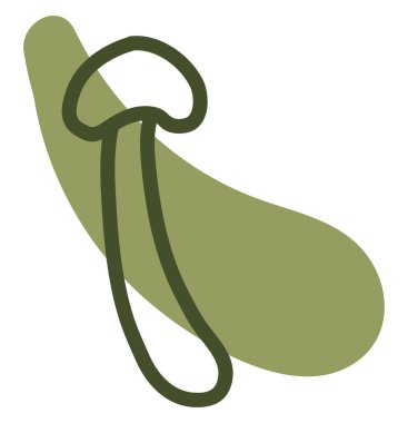 Beyaz arka planda basit yeşil mantar, illüstrasyon, vektör..