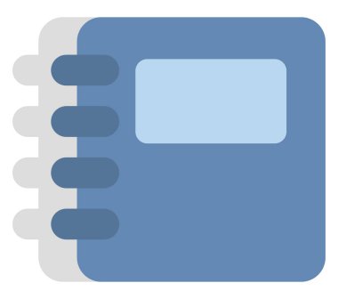 Beyaz arkaplanda mavi çizim defteri, illüstrasyon, vektör.