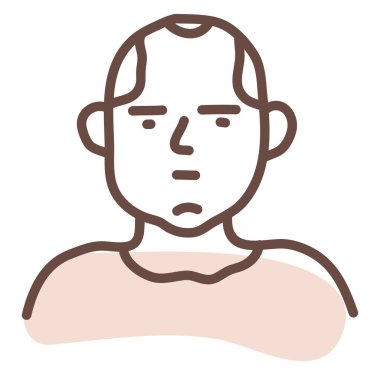 Beyaz arka planda kahverengi gömlekli şişman adam, illüstrasyon, vektör..