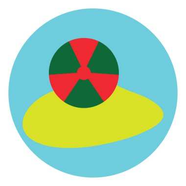 Sahilde top, illüstrasyon, vektör, beyaz arka planda..