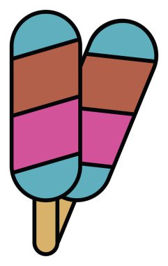 İki dondurma çubukta, illüstrasyon, vektör, beyaz arka planda..