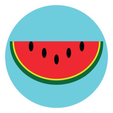 Beyaz arkaplanda karpuz dilimi, illüstrasyon, vektör..