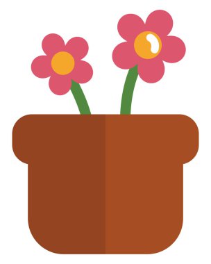 Beyaz arkaplanda iki pembe çiçek, illüstrasyon, vektör..