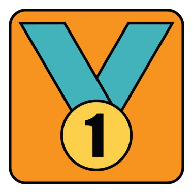 Altın madalya, illüstrasyon, vektör, beyaz arka planda.