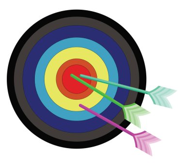 Okçuluk hedefi, illüstrasyon, beyaz arkaplan üzerindeki vektör.