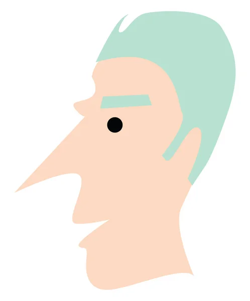 緑の髪と長い鼻を持つ男性 イラスト ベクトル 白い背景に — ストックベクタ