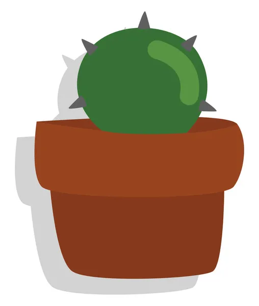 Cactus Bambino Vaso Marrone Illustrazione Vettore Sfondo Bianco — Vettoriale Stock