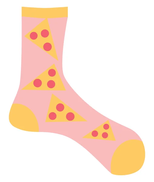 Pinkfarbene Socke Mit Pizzascheiben Illustration Vektor Auf Weißem Hintergrund — Stockvektor