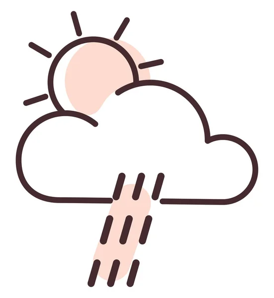 Sonne Mit Regenwolke Illustration Vektor Auf Weißem Hintergrund — Stockvektor