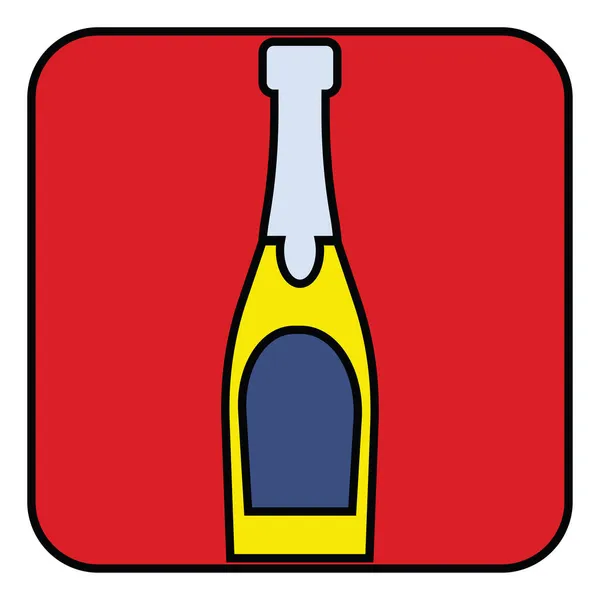 Gul Alkohol Flaska Illustration Vektor Vit Bakgrund — Stock vektor