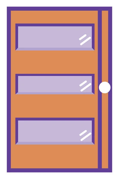 Porte Marron Avec Verre Violet Illustration Vecteur Sur Fond Blanc — Image vectorielle
