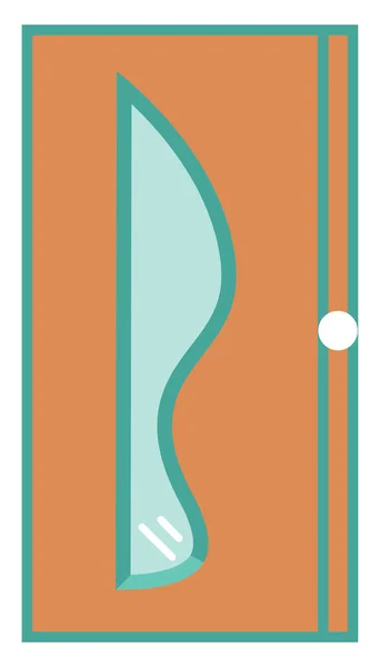 Braune Tür Mit Grünem Zierglas Illustration Vektor Auf Weißem Hintergrund — Stockvektor