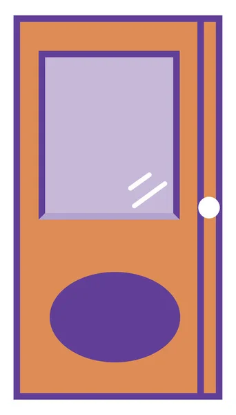 Puerta Madera Con Vidrio Púrpura Ilustración Vector Sobre Fondo Blanco — Vector de stock