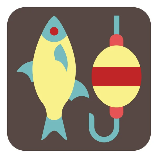 Ψάρι Και Αγκίστρι Εικονογράφηση Διάνυσμα Λευκό Φόντο — Διανυσματικό Αρχείο