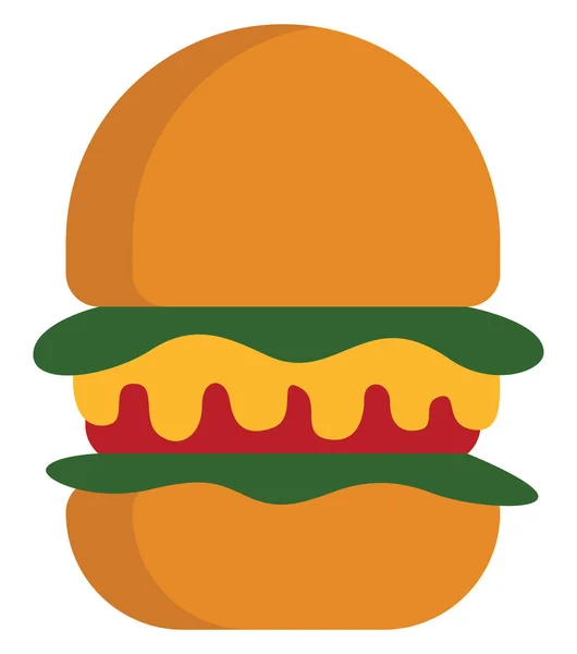 Lezzetli Hamburger Illüstrasyon Vektör Beyaz Arka Planda — Stok Vektör