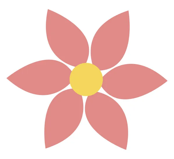 Ροζ Λουλούδι Έξι Πέταλα Εικονογράφηση Διάνυσμα Λευκό Φόντο — Διανυσματικό Αρχείο