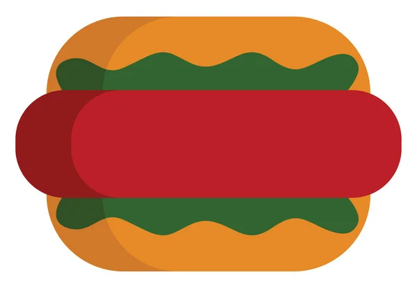 Hot Dog Avec Salade Illustration Vecteur Sur Fond Blanc — Image vectorielle