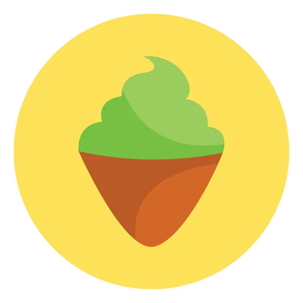 锥形的甜绿色冰淇淋 白色背景 — 图库矢量图片