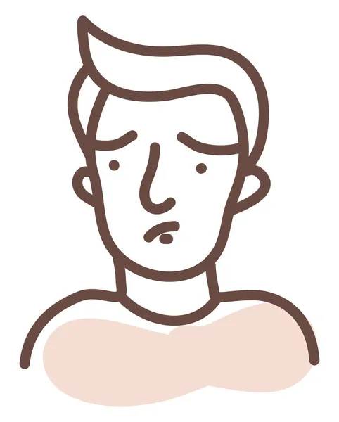 Грустный Мужчина Короткими Волосами Иллюстрация Вектор Белом Фоне — стоковый вектор