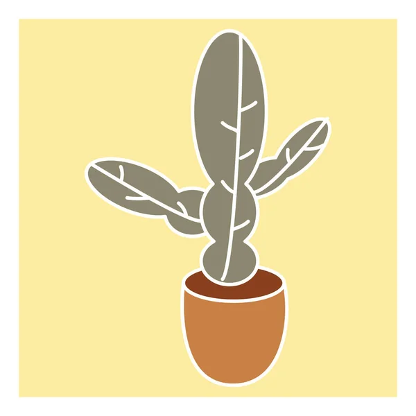 Großer Kaktus Topf Illustration Vektor Auf Weißem Hintergrund — Stockvektor