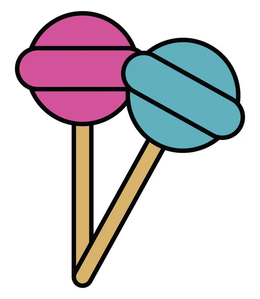白色背景上的粉色和蓝色棒棒糖 — 图库矢量图片