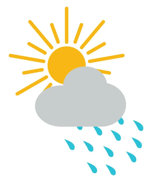 带有雨滴的太阳 白色背景 — 图库矢量图片